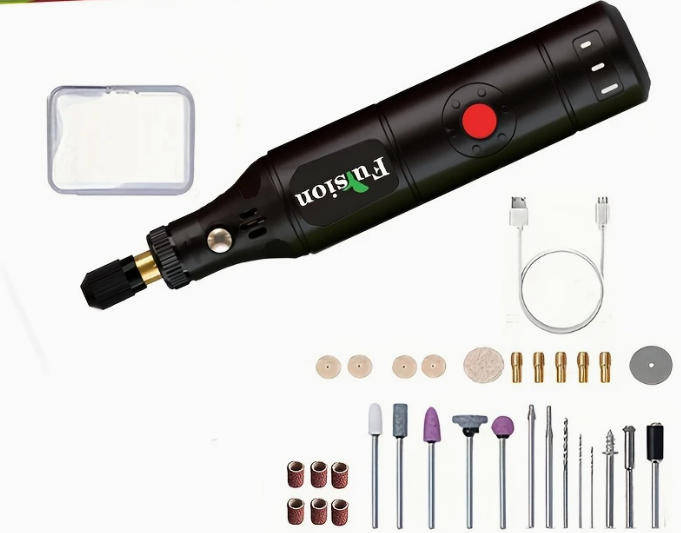 Compact Cordless Rotary Tool Kit - 3.7V, USB Rechargeable with 500mAh Lithium Battery, 3 Speeds