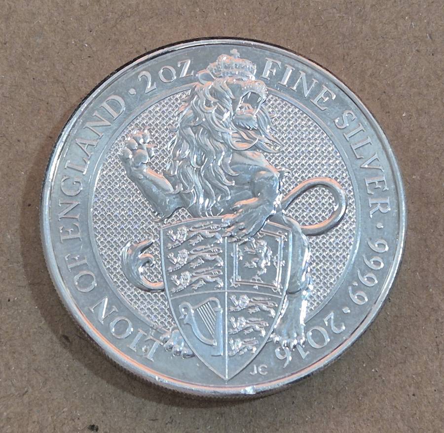 United Kingdom 5 Pounds 2016 Queen's Beasts Lion of England 2 Oz Silver