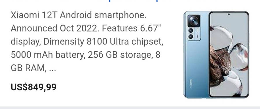 BARGAIN 5G CELLPHONE XIAOMI 12T  256GB RAM/ 8GB ROM