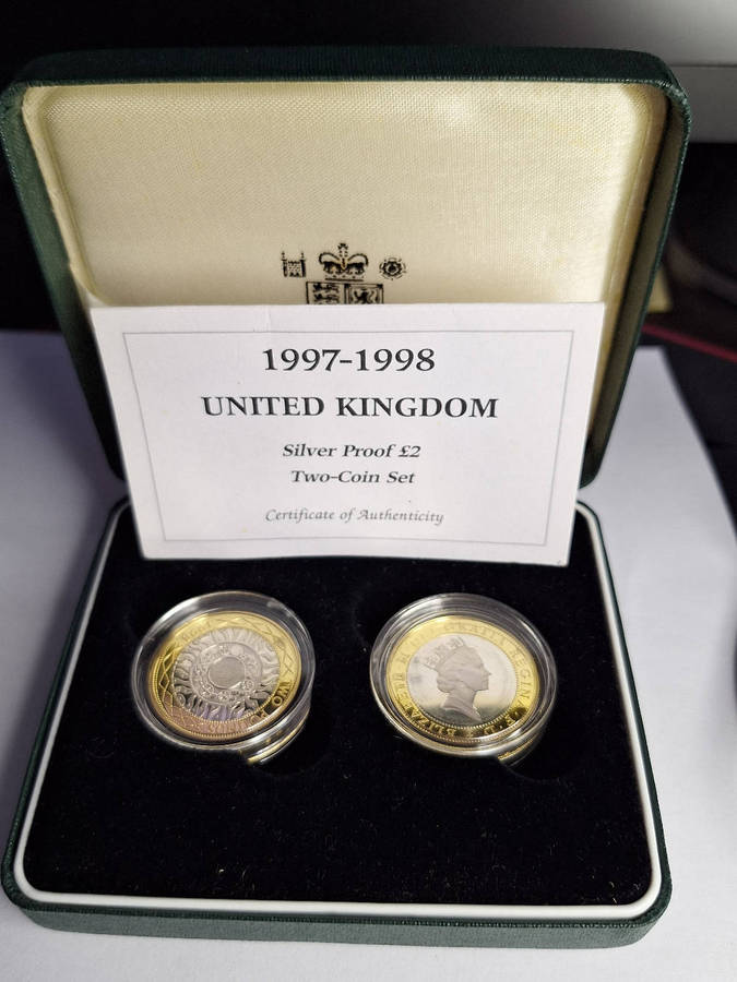 SILVER GREAT BRITAIN 1997-1998 £2 PROOF TWO COIN PROOF SET