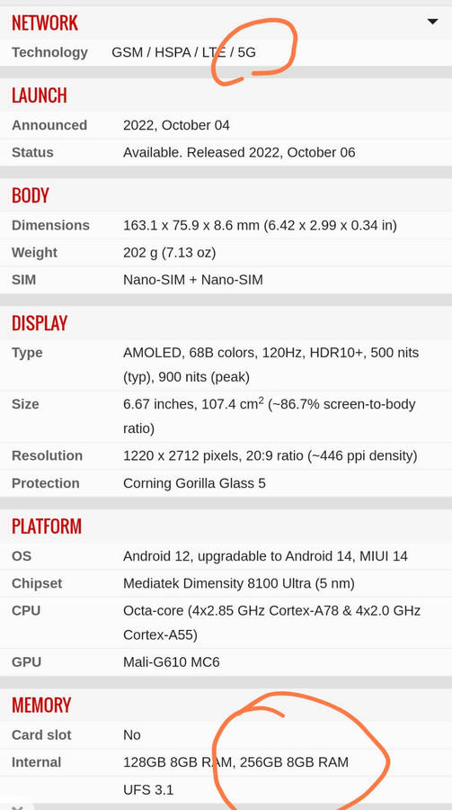 BARGAIN 5G CELLPHONE XIAOMI 12T  256GB RAM/ 8GB ROM