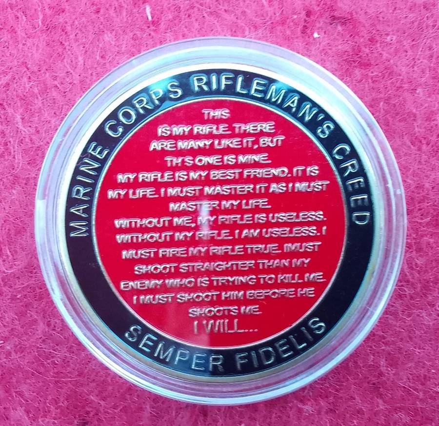 US Marine Corps Creed challenge coin ( golden )