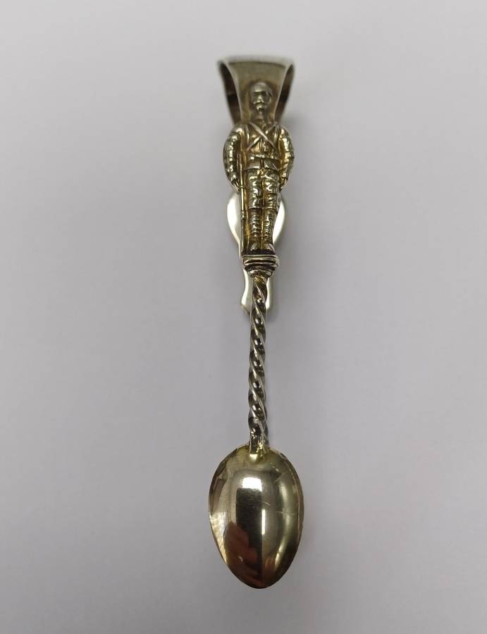 Boer War Period Silver Sugar Tongs with British Soldiers