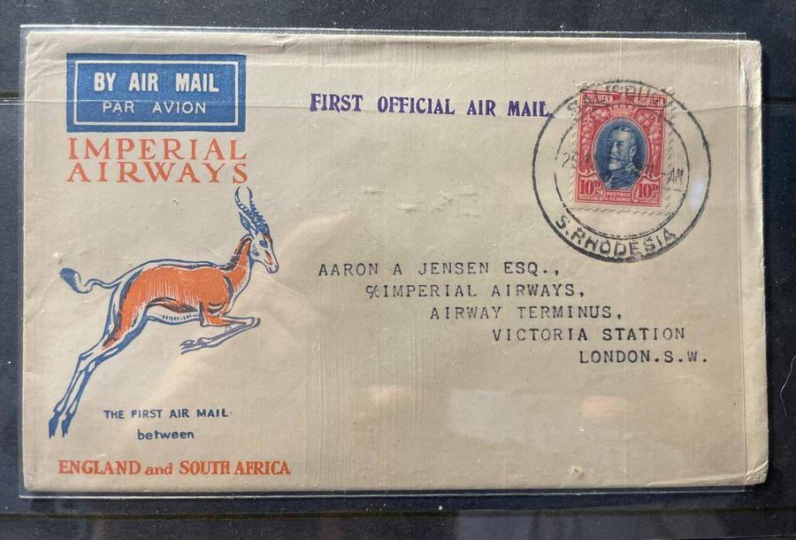 S.RHODESIA - 1932 FIRST OFFICIAL AIR MAIL SAILBURY TO LONDON FDC