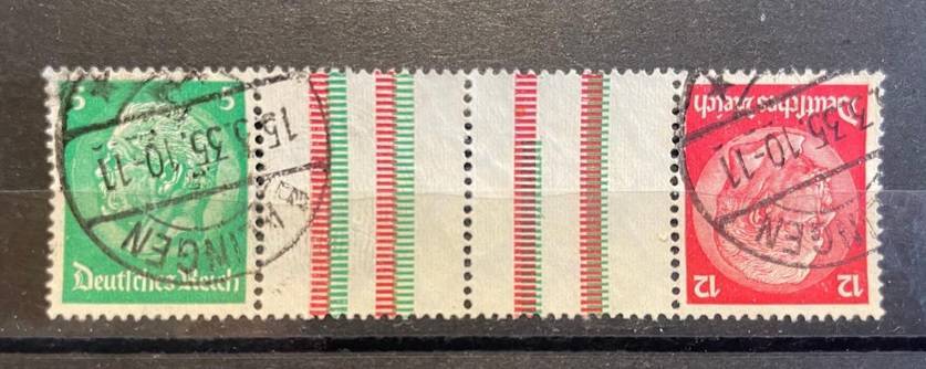 GERMANY 1933, Mi# KZ17, CV 80, Hindenburg, Gutter pair, Used