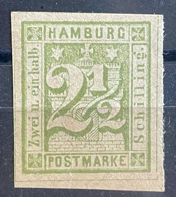GERMANY 1864 HAMBURG - Michel 9 - 2 ½ d MINT * CV 180 EURO R3720