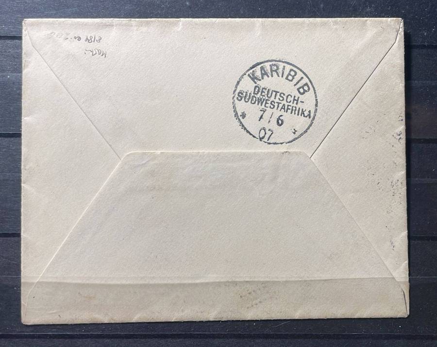 GSWA - 1907 NOODTRUPPEN COVER FROM TUNIS TO KARIBIB GSWA