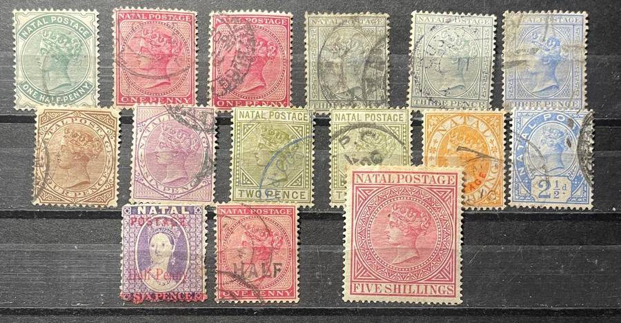 NATAL - QV SELECTION 1880'S - 1890'S - VFU - 15 STAMPS