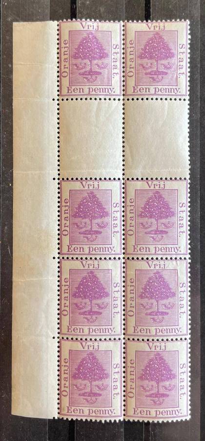 OFS - 1894 - 1d PURPLE New Colour MARGIN GUTTER BLOCK OF 8 STAMPS MNH **