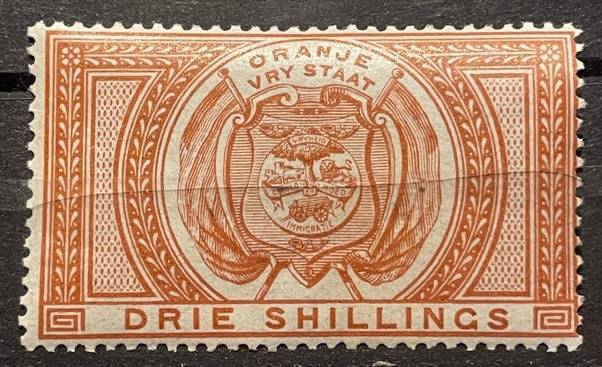 ORANGE FREE STATE UMM** 3 SHILLING F7 1882-86 POSTAL FISCAL PRISTINE MINT