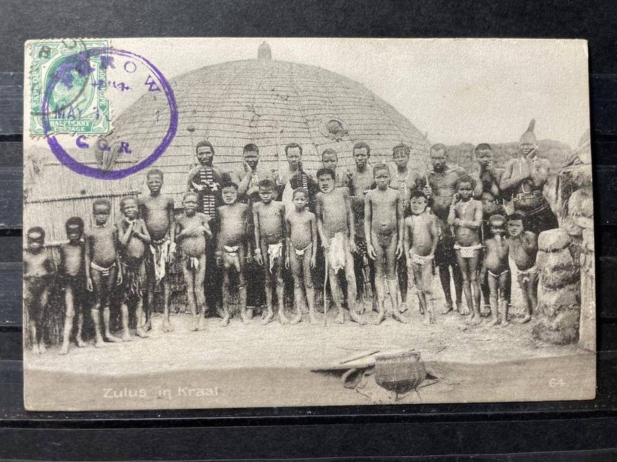 CGH - 1911 - PAROW STATION CDS CAPE GOVT. RAILWAYS ON INTERESTING PC - ZULUS IN KRAAL