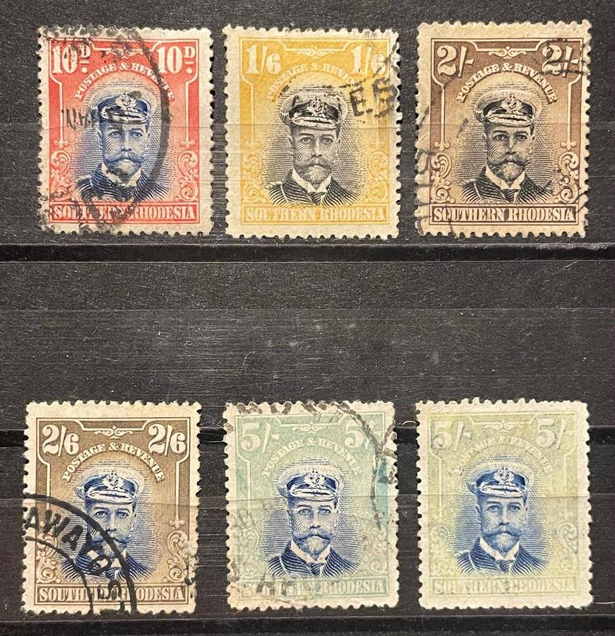 S. RHODESIA KGV MOSTLY USED SELECTION 10d, 1/6, 2/, 2/6, 5/, 5/ HIGH CV