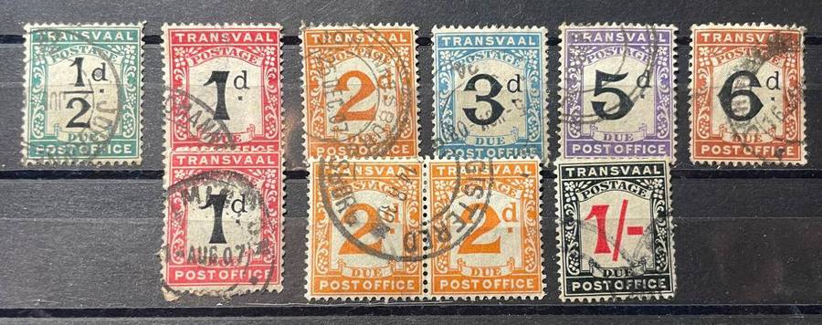 TRANSVAAL POSTAGE DUE STAMPS 1907 - FULL SET+ USED