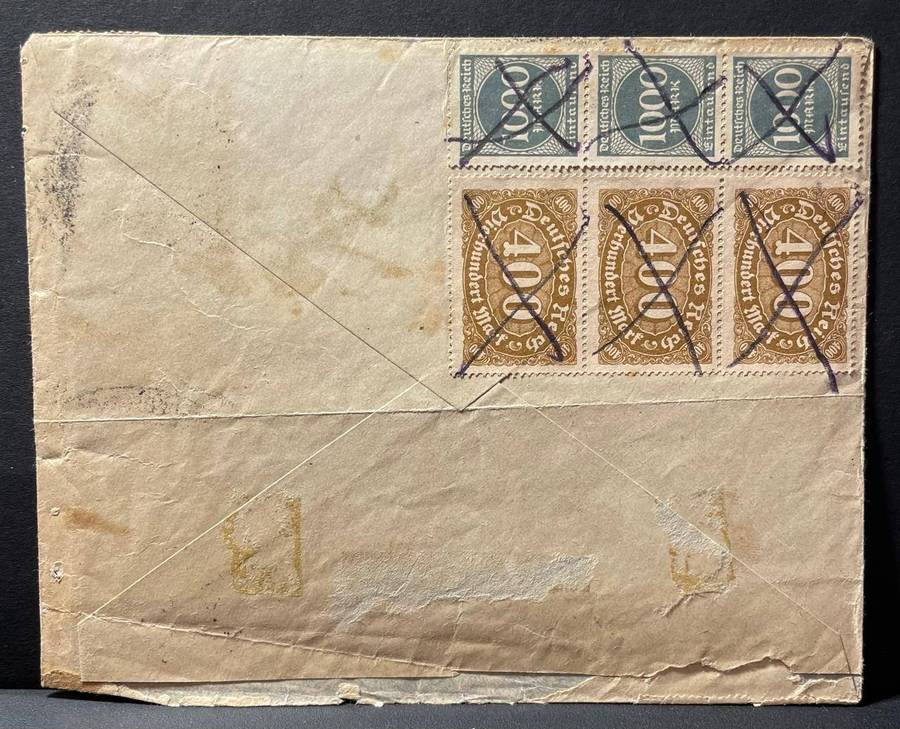 GERMANY - CV 100 EURO - 1923 LEIPZIG TO DRESDEN TRAIN COVER ZUG 1512 CV R2100