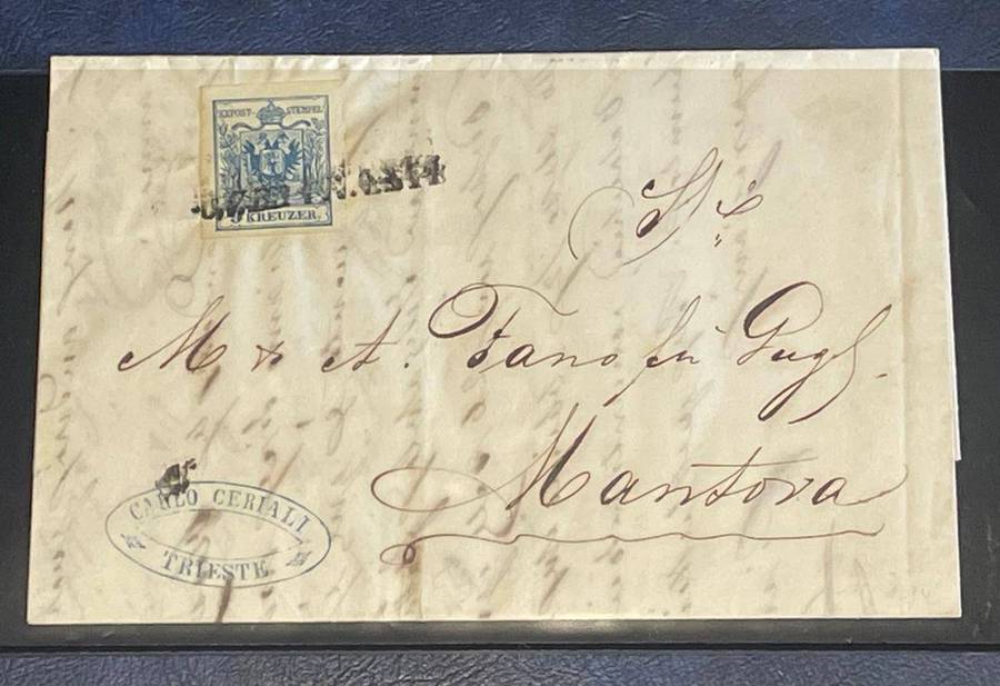 AUSTRIA KK POST : 1854 TRIESTE ITALY LETTER - MONTOVA, ITALY CV DA TRIESTE