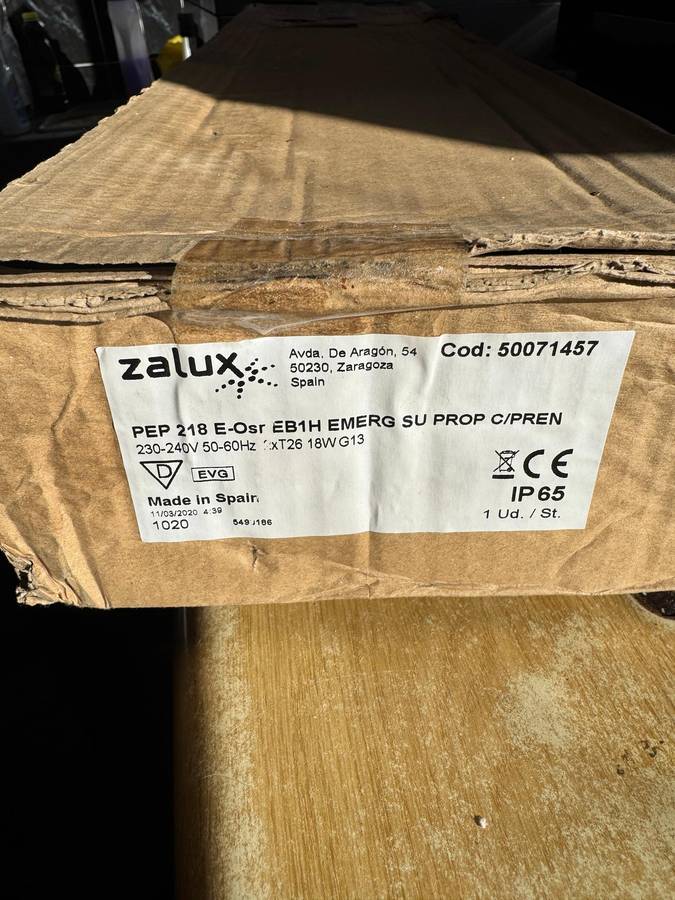 Brand New Zalux PEP 218 Emergency Light | 2x18W Fluorescent Tubes | IP65 Industrial | R1 NO RESERVE!