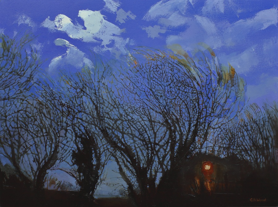G.R.Wood 'Cabin nestled under Poplars'