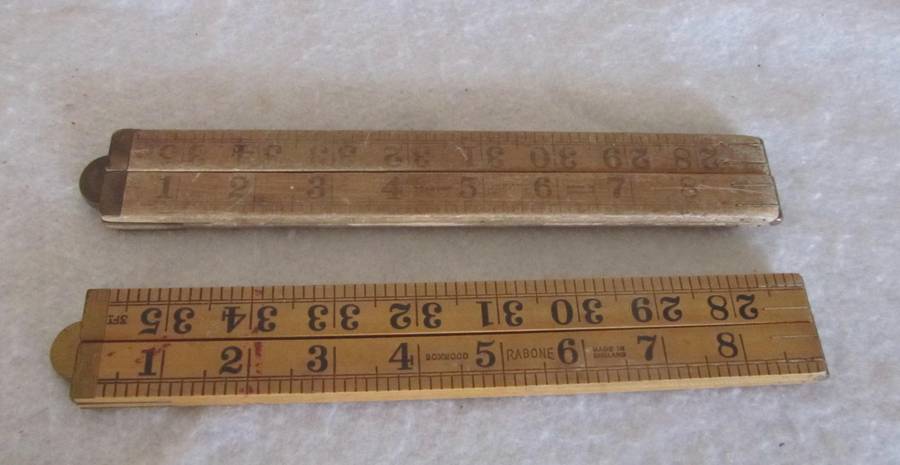 2 x Vintage Rabone Folding Rulers  - No 1167 : Boxwood (both for one price)