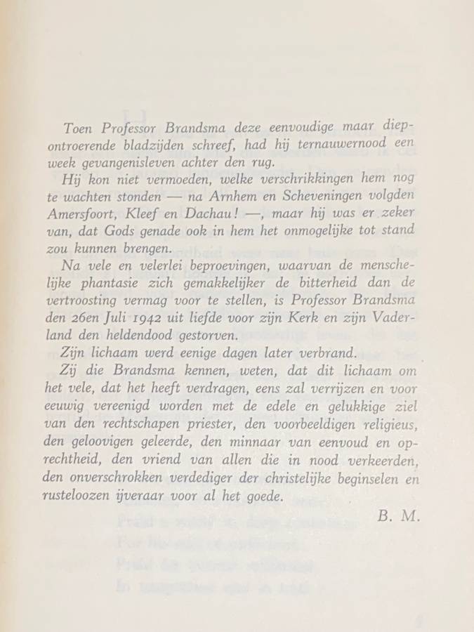MIJN CEL DAGORDE VAN EEN GEVANGENE DOOR PROF DR TITUS BRANDSMA 1945 DUTCH