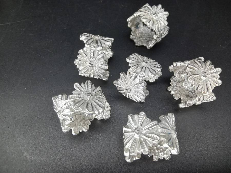 Vintage! Metal Alloy Tea Serviette Rings Set Of 6