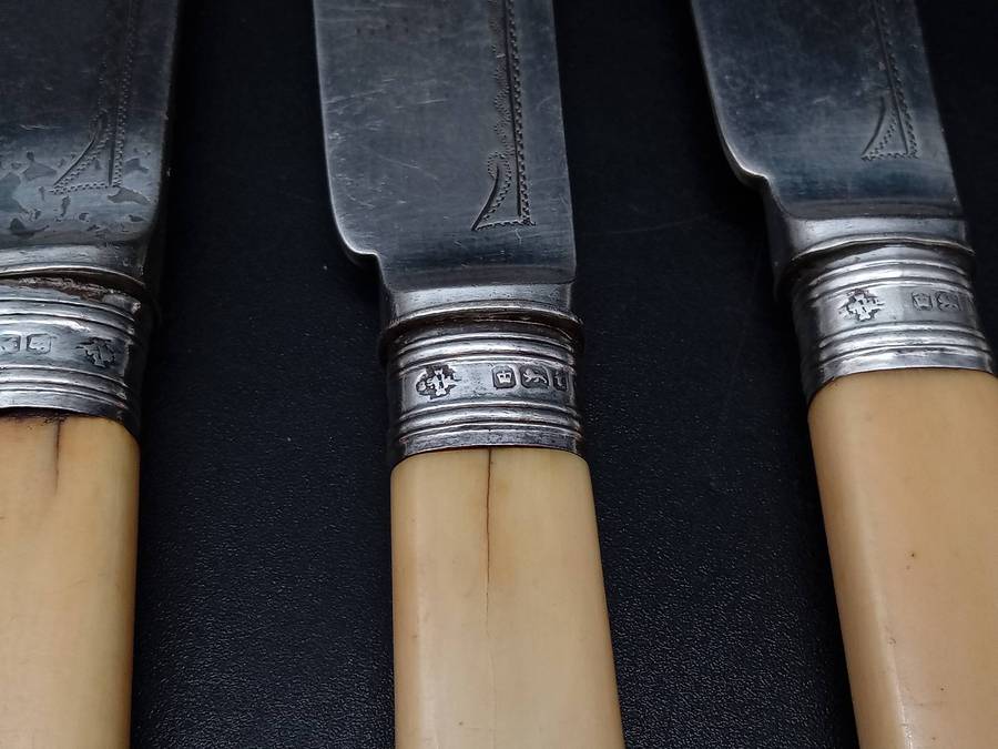 Antique! England - William Hutton & Sons - Early 1900 - Bone Handle  - Set of 6 Knives and 4+2 Forks