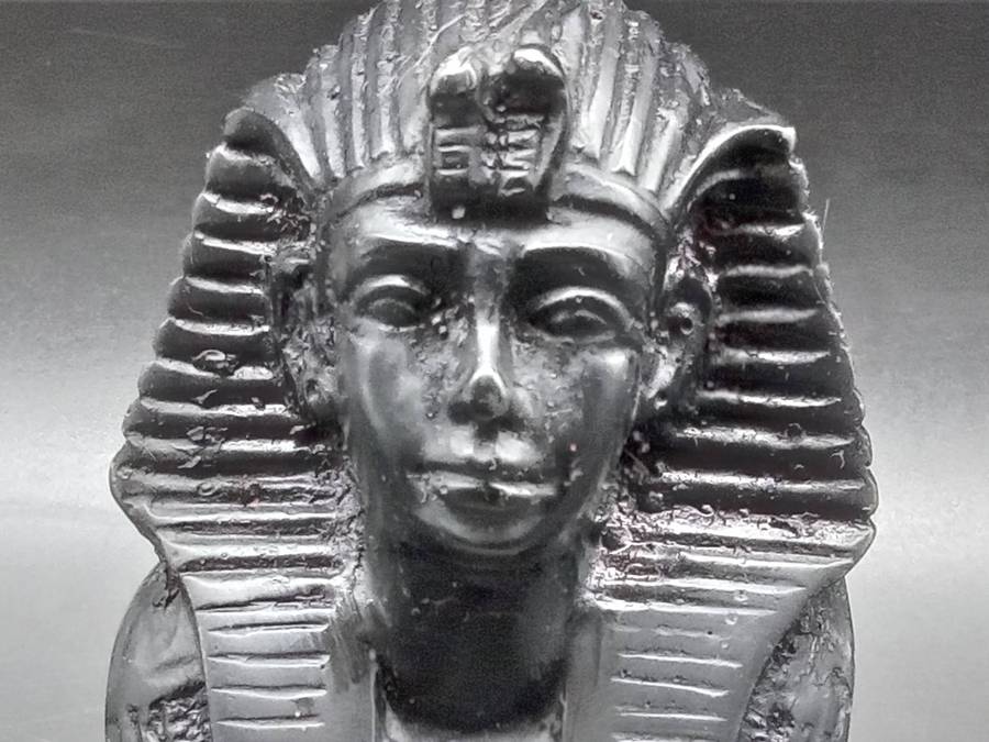 Vintage! Miniature Black Resin Egyptian Pharaoh Bust.