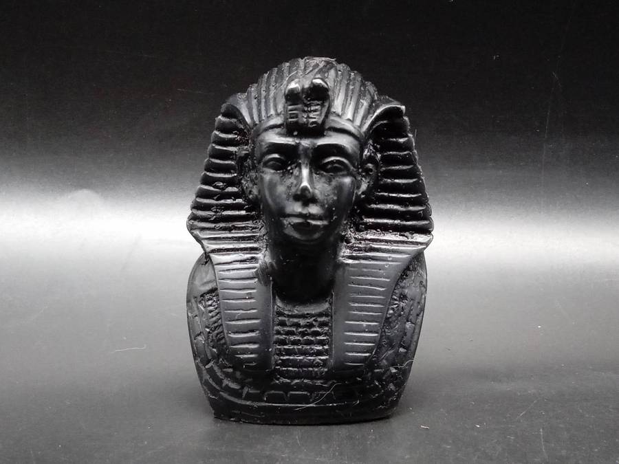 Vintage! Miniature Black Resin Egyptian Pharaoh Bust.