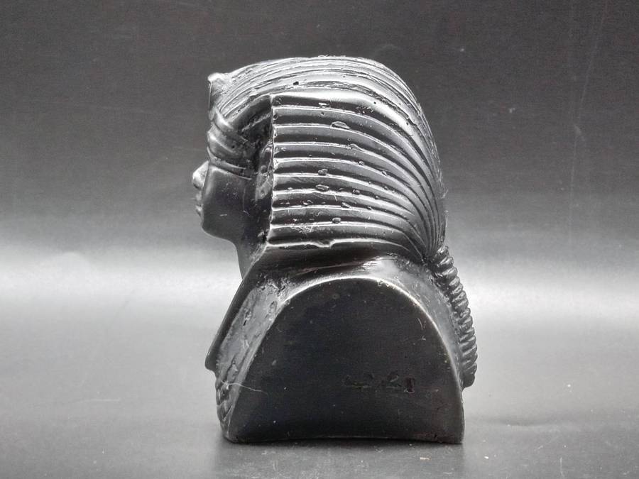 Vintage! Miniature Black Resin Egyptian Pharaoh Bust.