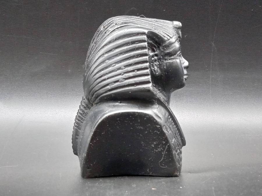 Vintage! Miniature Black Resin Egyptian Pharaoh Bust.