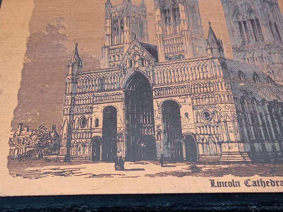 Vintage ! Small - Copper Etching - Lincoln Cathedral