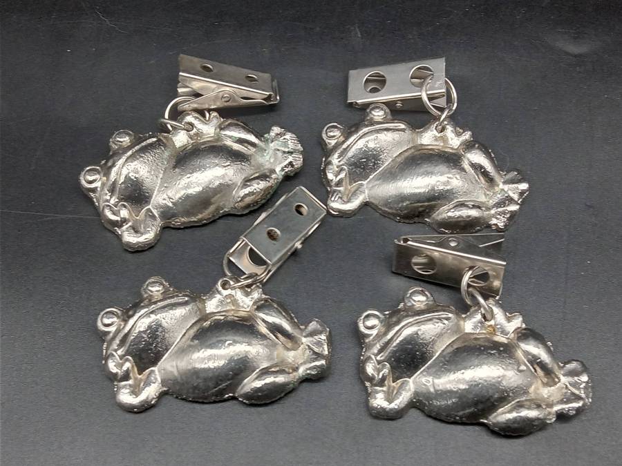 Cast Metal - Set of 4 - Heavy Tablecloth Weights - Frogs