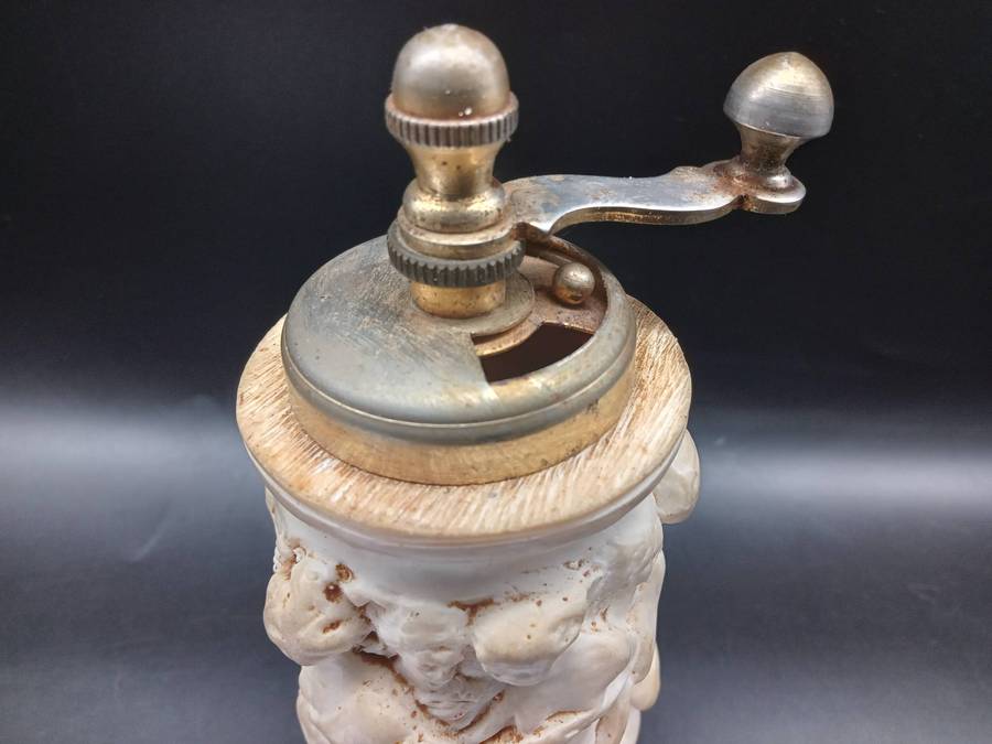Vintage! Italy - Carved Alabaster - Pepper Grinder