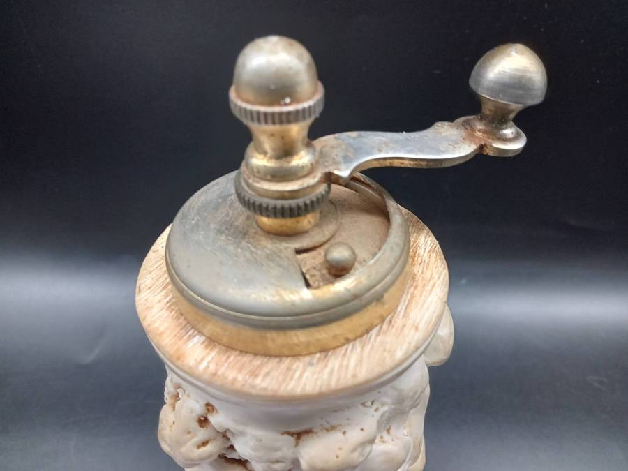 Vintage! Italy - Carved Alabaster - Pepper Grinder