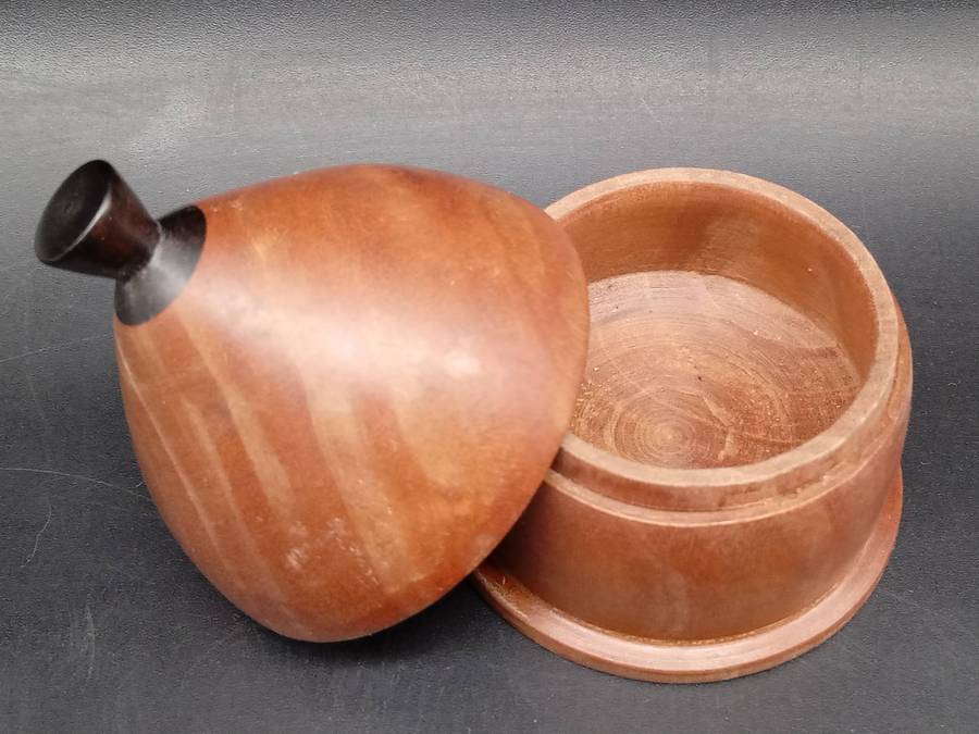 Vintage! Denmark - Sculptural Turned Wood - Acorn - Trinket Box