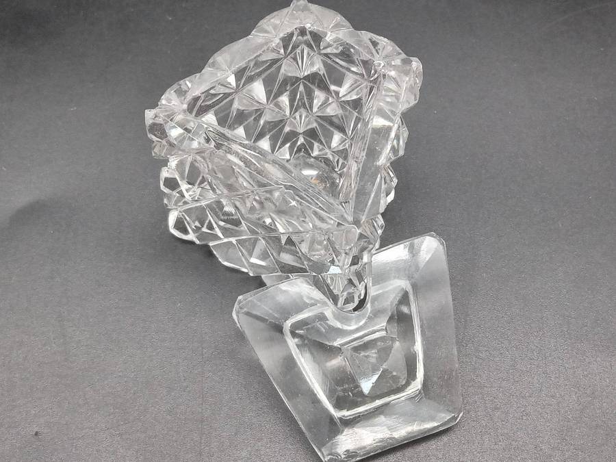 Vintage! Cut Glass -Lidded - Mustard Pot