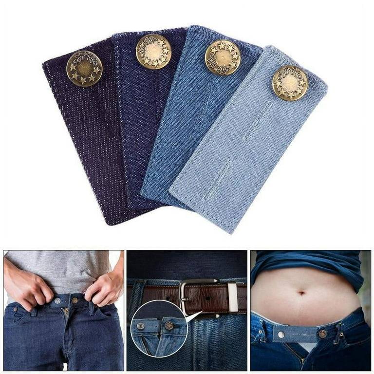 4 Pieces Denim Waist Extenders Button for Pants Jeans Trousers Skirt Adjustable Waistband Extender