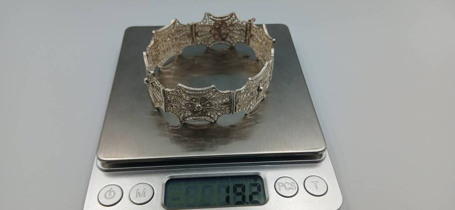 Beautiful Sterling Silver Filigree Panel Bracelet