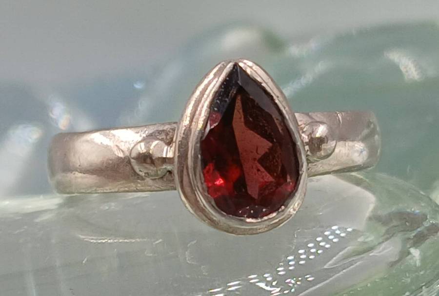 Garnet Sterling Silver Ring