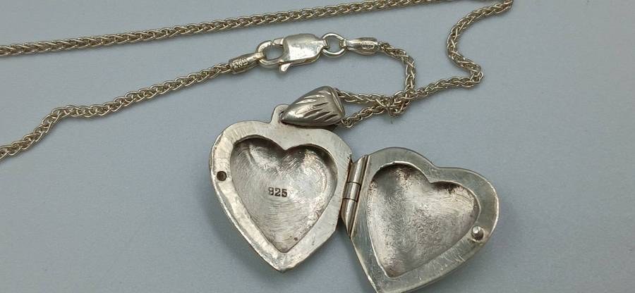 Sterling Silver Heart Locket Pendant Necklace