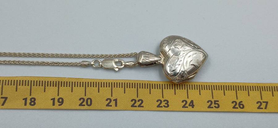 Sterling Silver Heart Locket Pendant Necklace