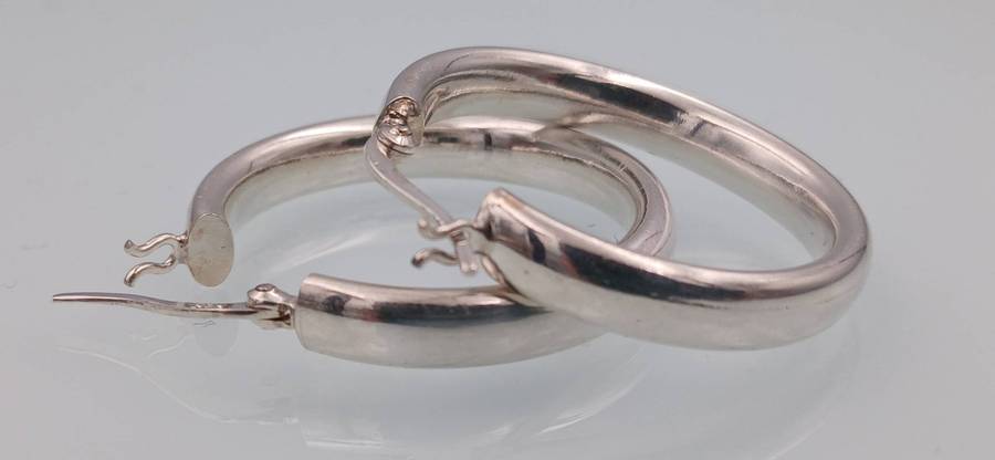 Chunky Round Hoop Sterling Silver Earrings