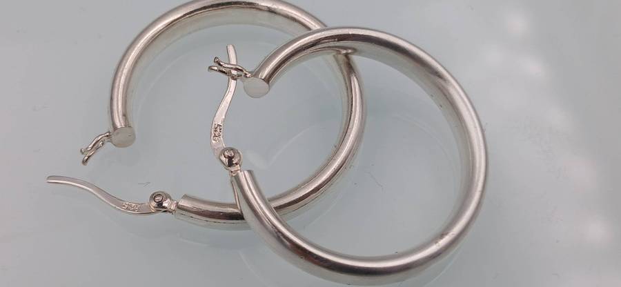 Chunky Round Hoop Sterling Silver Earrings