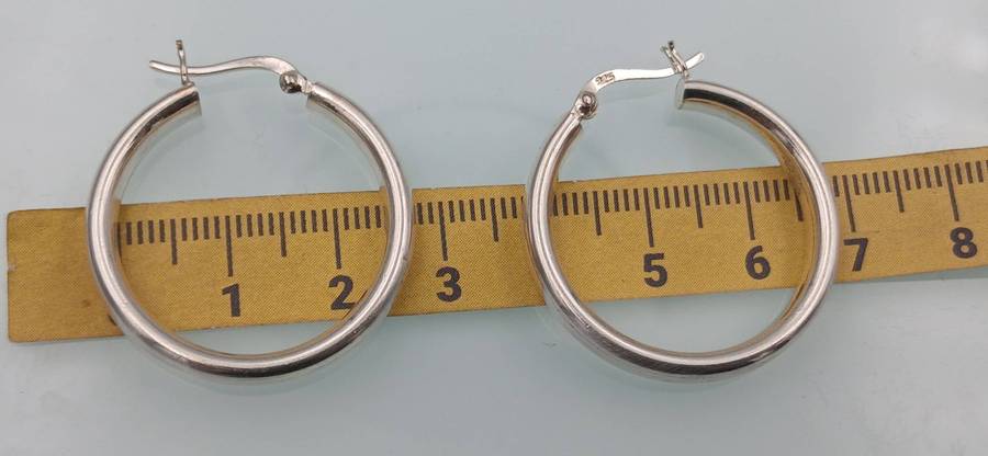 Chunky Round Hoop Sterling Silver Earrings