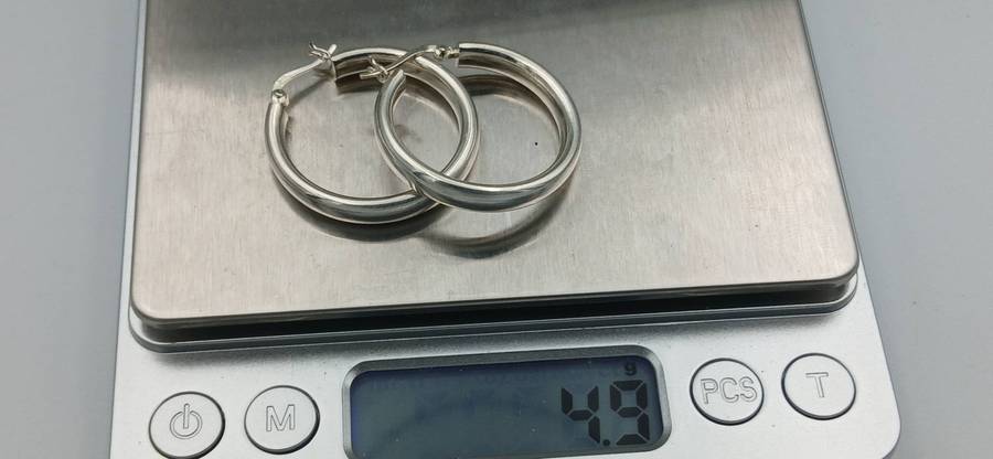 Chunky Round Hoop Sterling Silver Earrings