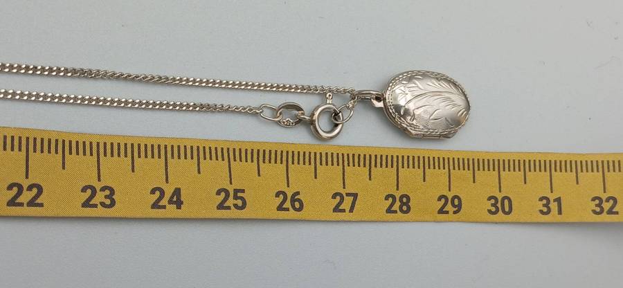 Sterling Silver Oval Locket Pendant Necklace