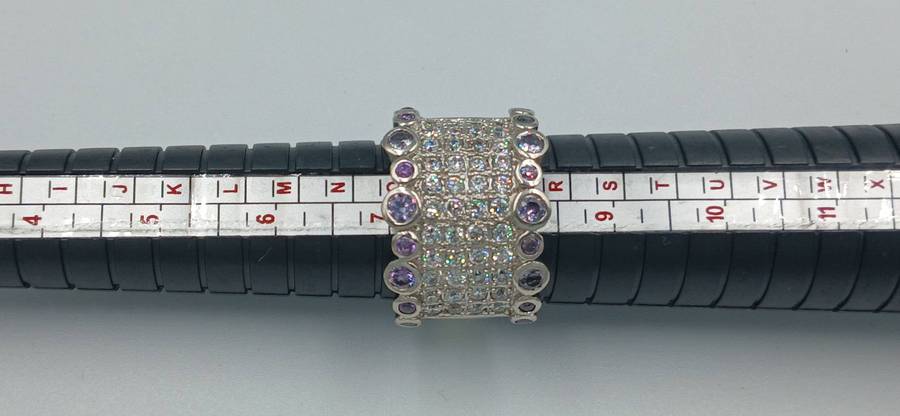 Wide Sterling Silver Ring with Amethyst Abstract Bubbles