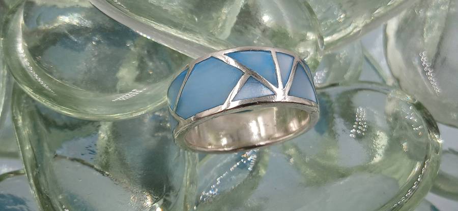 Blue Mother of Pearl Sterling Silver Ring