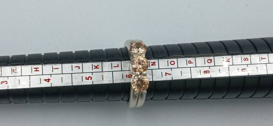 Three Fancy Brown Stone Sterling Silver Ring