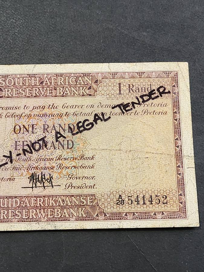 MH de Kock One Rand 1st issue 1961 E/A - as per photograph