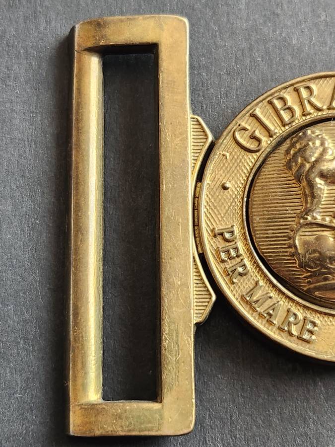 Post WW2 Era UK Britain Gibraltar Massive High Relief Solid Brass Belt Buckle - as per photograph